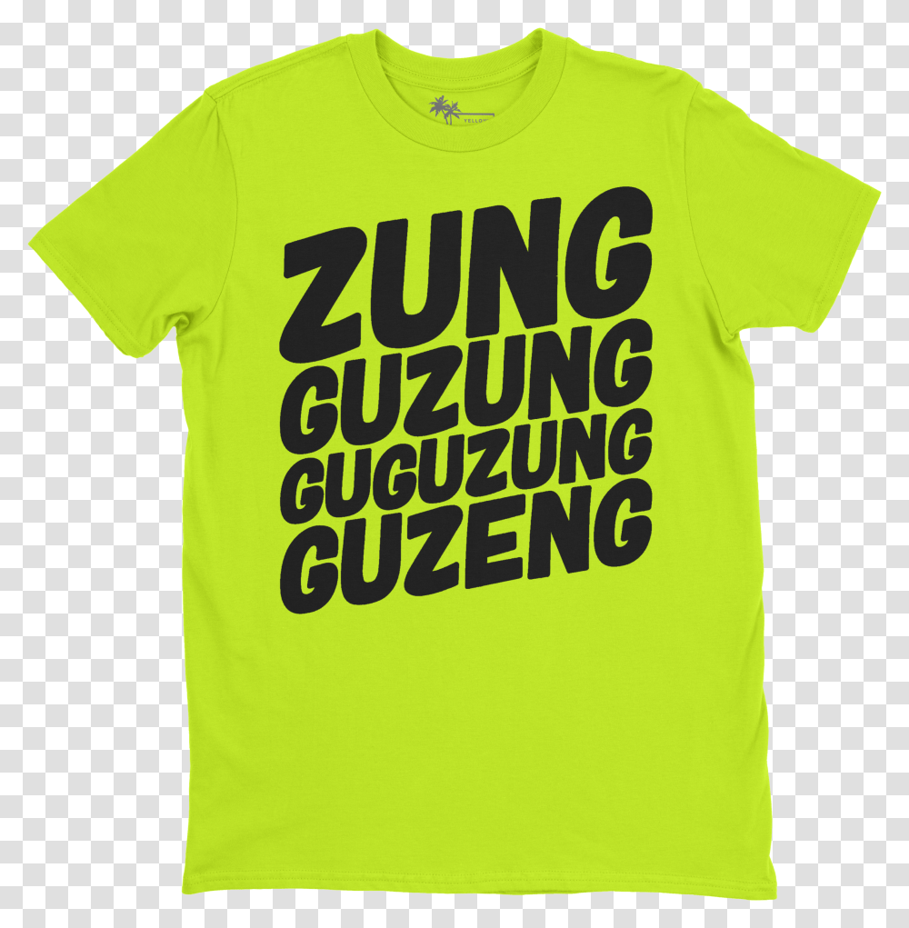 Zungguzung V1 Black On Neon Yellow Active Shirt, Apparel, T-Shirt, Word Transparent Png